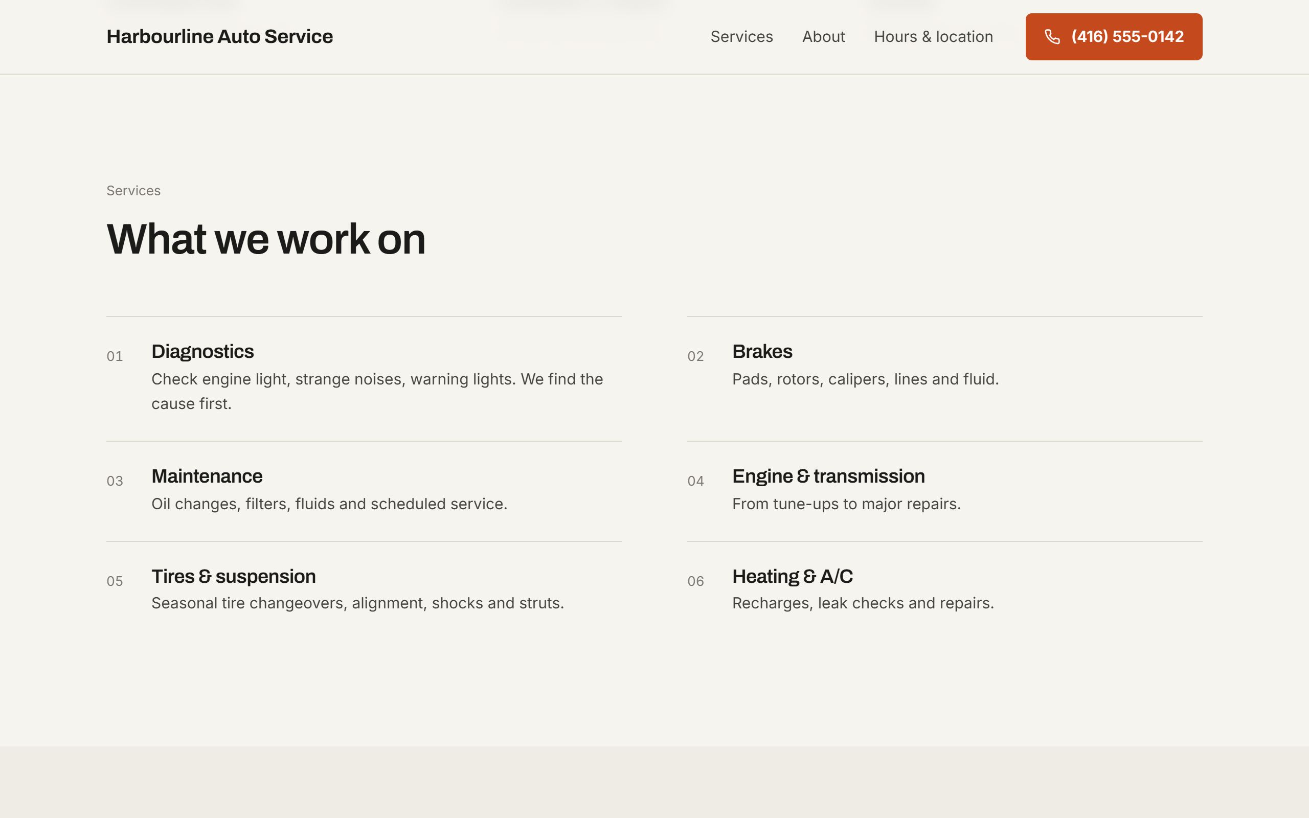 Services section